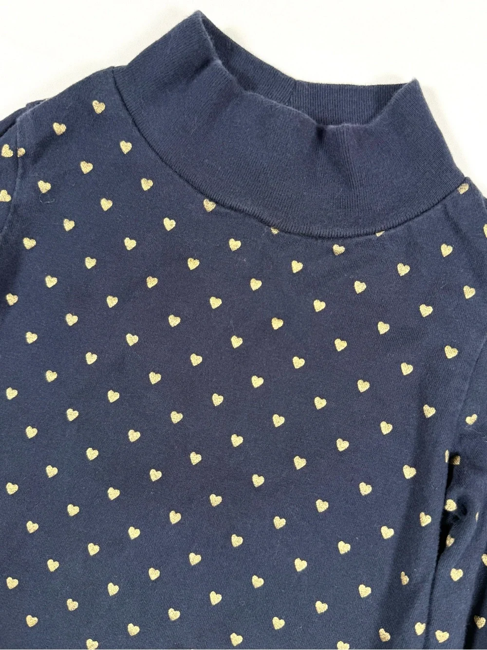 PETIT SÉZANE Girls Gold Heart Print‎ Mock Neck Top 3 Turtleneck Luxury Preppy